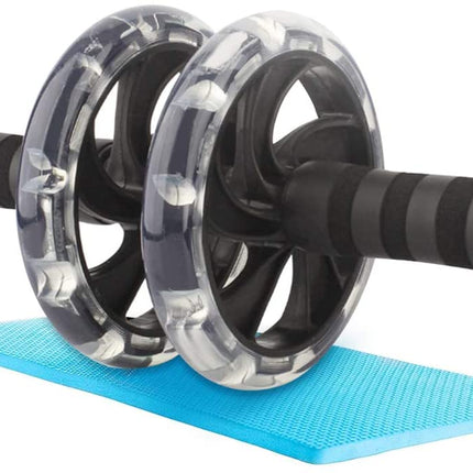 Rullo Addominali Doppio Ruota PVC Antiscivolo Tappetino Kit
