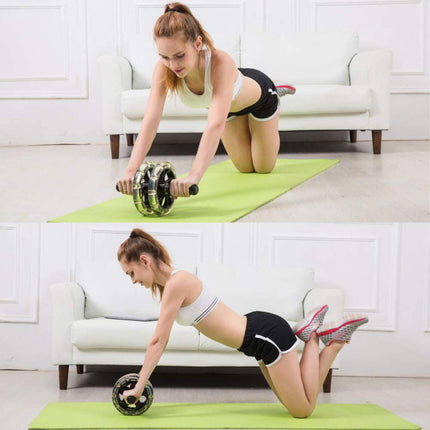 Rullo Addominali Doppio Ruota PVC Antiscivolo Tappetino Kit