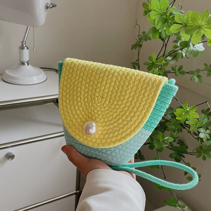 Mini borsa in paglia di perle