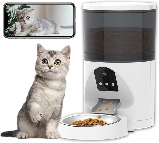 Dispenser automatico cibo cani gatti 6L WiFi con telecamera 3MP visione notturna