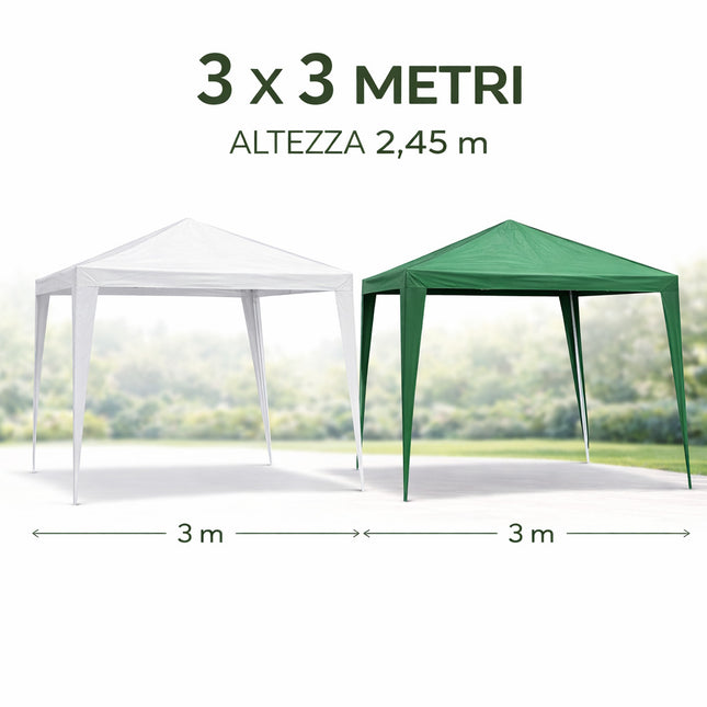 Gazebo 3x3m ferro telo PE 100g/m2 impermeabile giardino terrazzo
