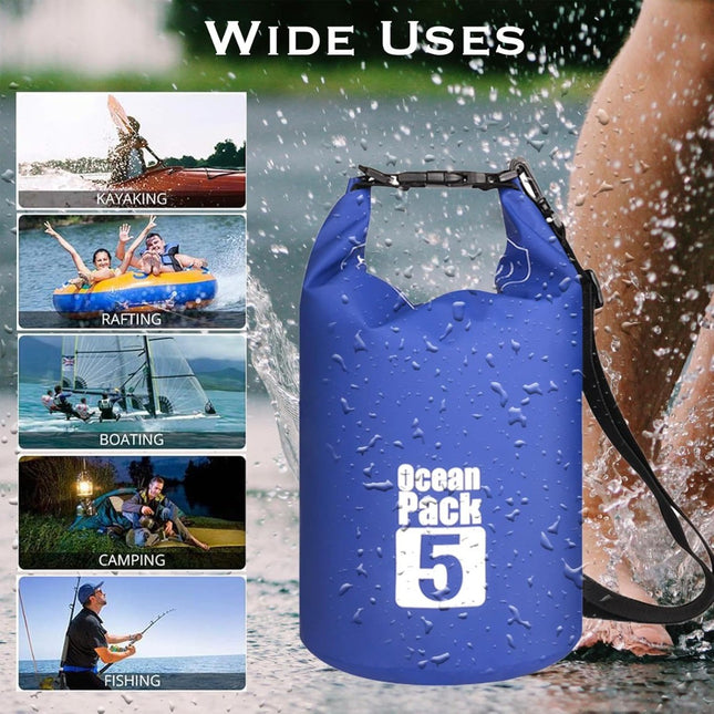 Borsa Stagna Impermeabile 5L con Tracolla – Ideale per Sport Acquatici