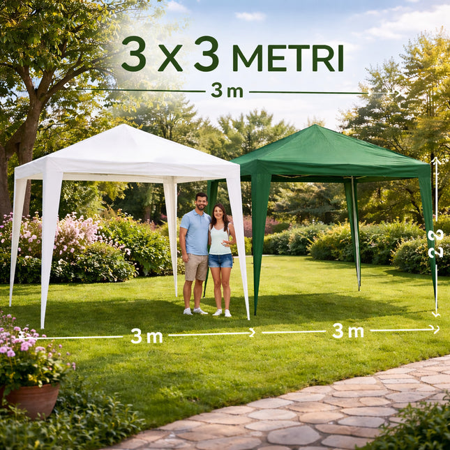 Gazebo 3x3m ferro telo PE 100g/m2 impermeabile giardino terrazzo
