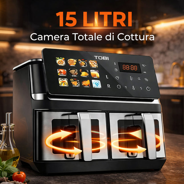 Friggitrice aria doppio cestello 15L 2400W Dual Zone touch display